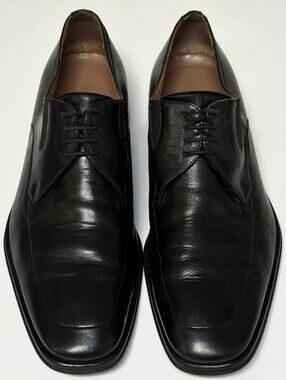 Bruno Magli Ranuncolo M01192 Black Leather Apron Toe Derby Dress Shoes Mens 8.5M
